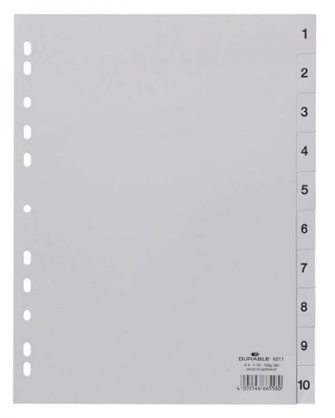 Индексный разделитель Durable пластик 10 разделов 1-10 (6511-10)